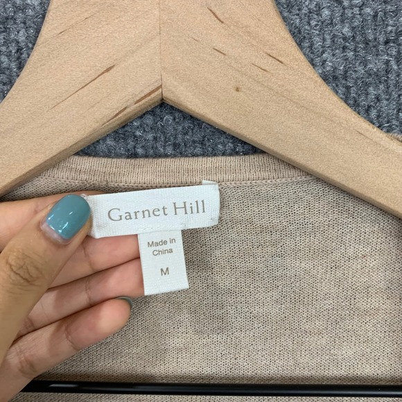 Garnet Hill Cashmere Women's Beige Knit Tie Front Cardigan Sweater Size M - Picture 8 of 10